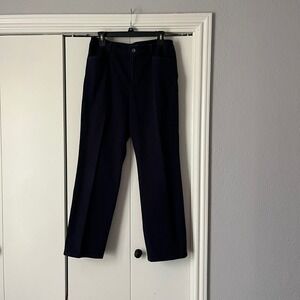 Lauren Ralph Lauren Petite Navy Blue Cotton Blend Pants Classic Fit 10P